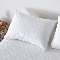 Quilted Pillow Cover & Protector Soft Diamond Stitched Pillow Case White (1 Pair)2 Piece
