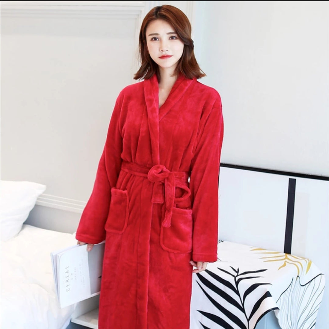 Luxury Coral Fleece Bathrobe for Women  Soft & Warm Winter Sleepwear  Night Gown