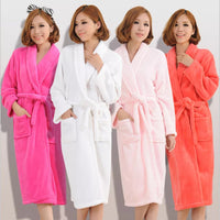 Luxury Coral Fleece Bathrobe for Women  Soft & Warm Winter Sleepwear  Night Gown