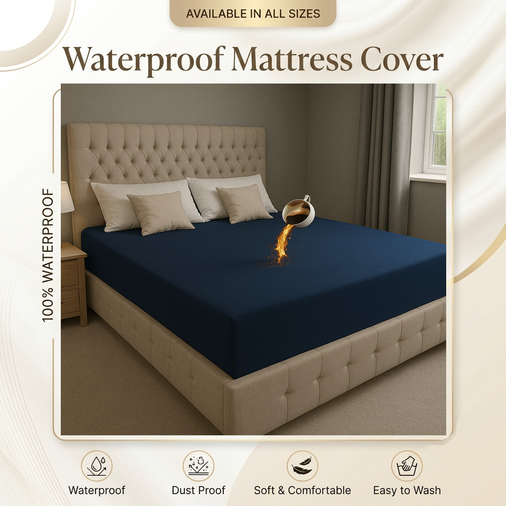 100% Waterproof Mattress Cover Fitted Style  Dustproof & Breathable Bed Protector