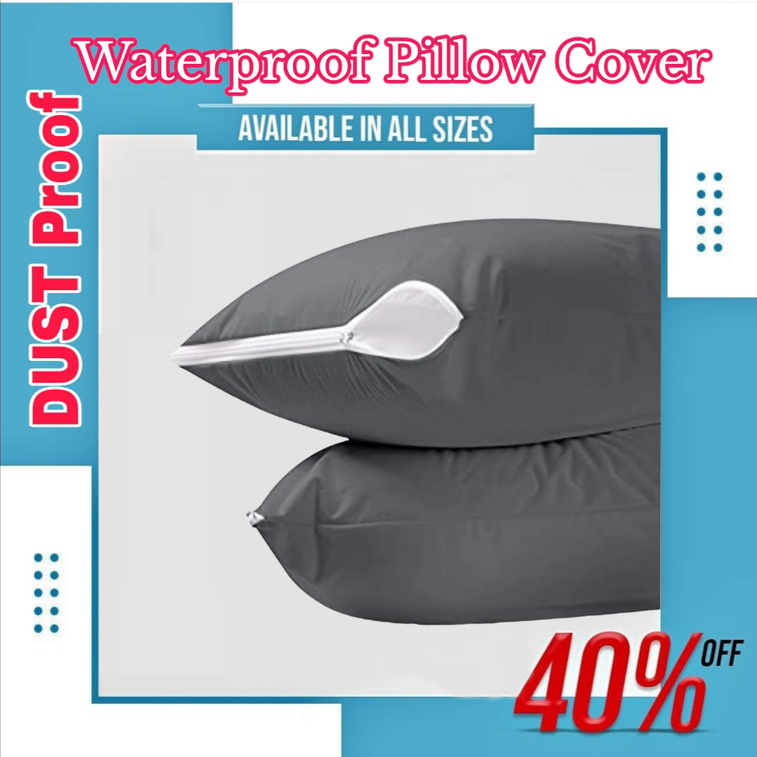 100% Waterproof Pillow Cover with Zipper | Dustproof & Allergen-Proof Pillow Protector