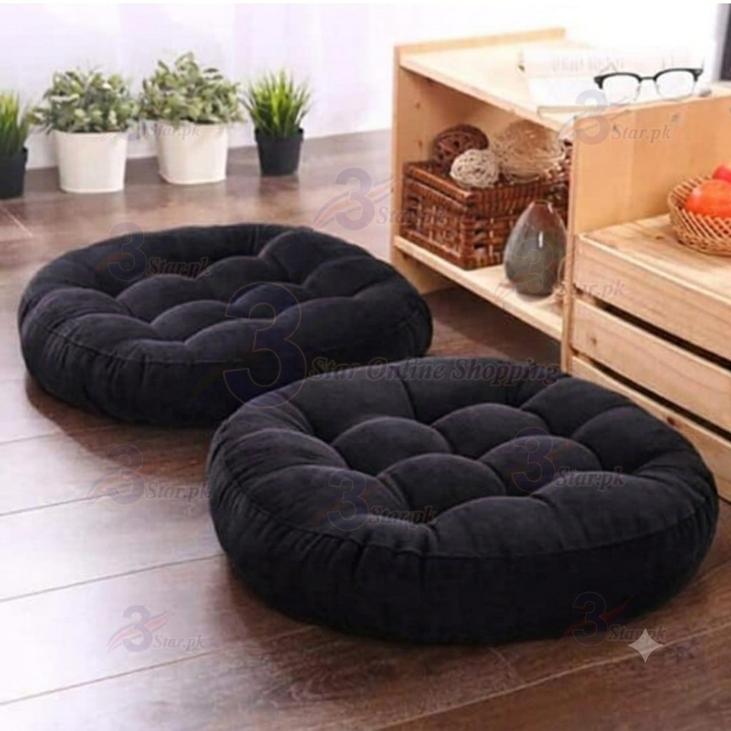 Round Velvet Floor Cushion – Tufted Tatami Meditation Seat Cushion (1 Pair / 2 Pieces)