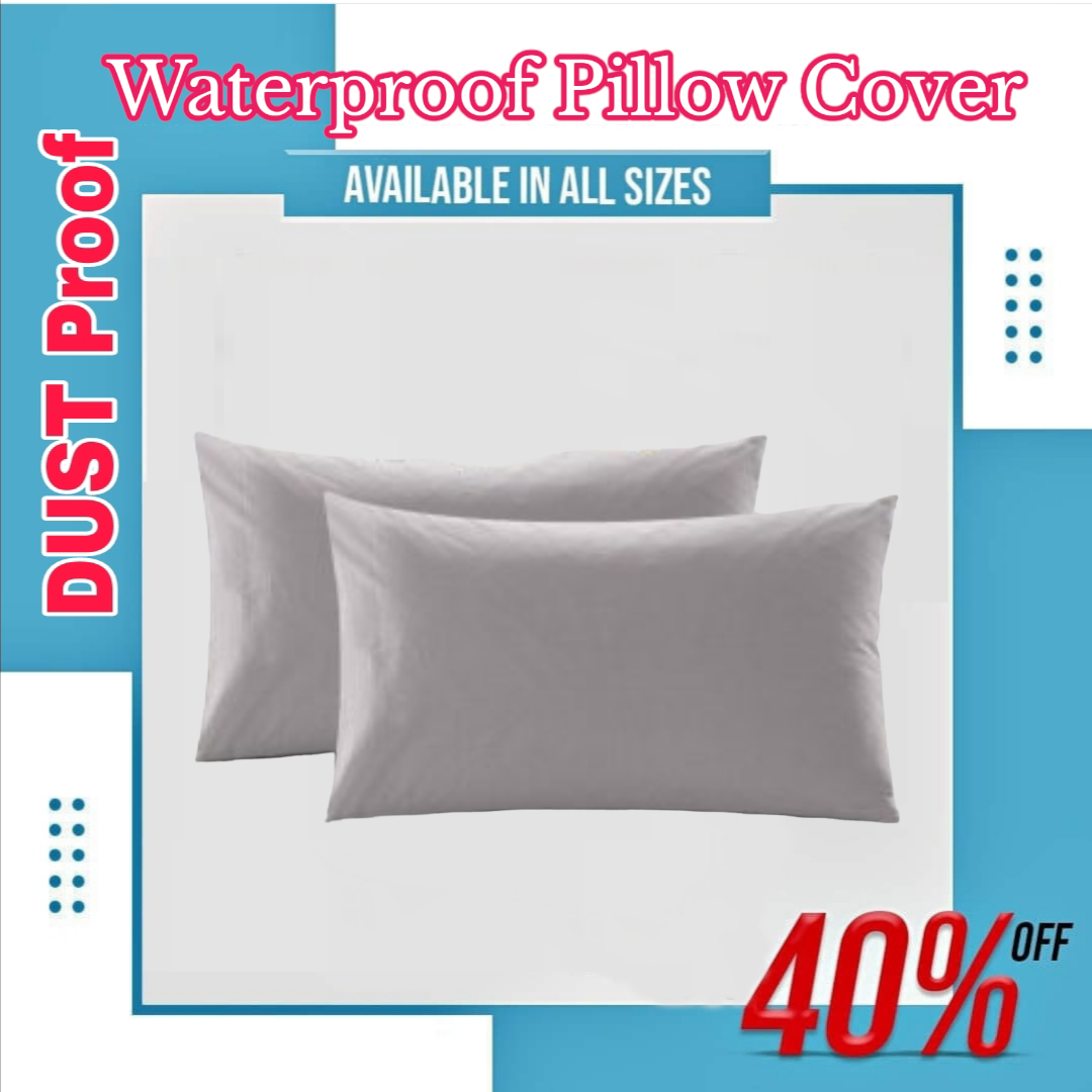 100% Waterproof Pillow Cover with Zipper | Dustproof & Allergen-Proof Pillow Protector