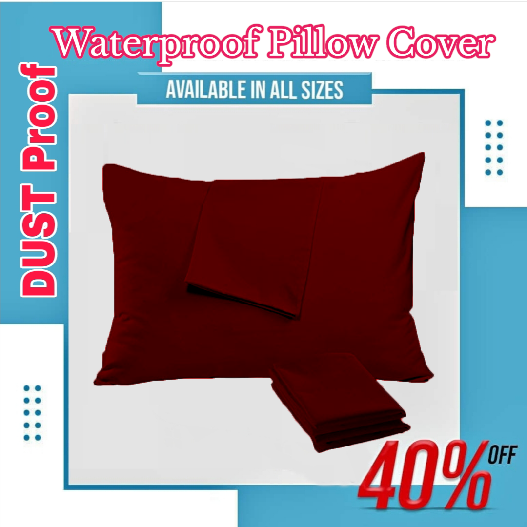 100% Waterproof Pillow Cover with Zipper | Dustproof & Allergen-Proof Pillow Protector