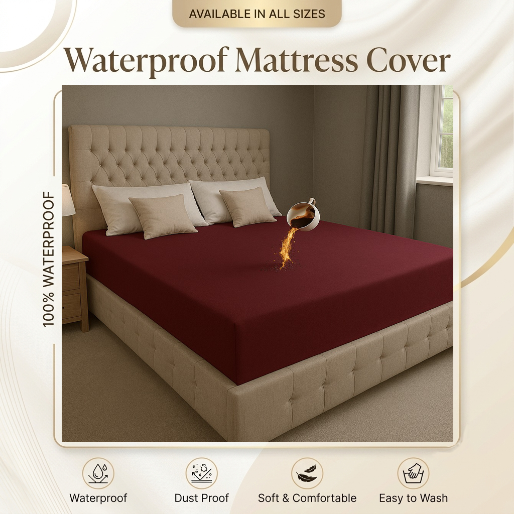 100% Waterproof Mattress Cover Fitted Style  Dustproof & Breathable Bed Protector