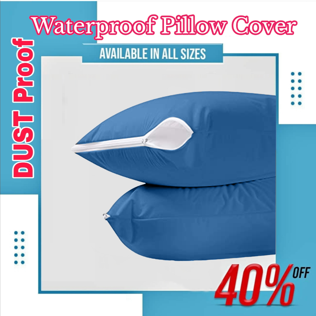 100% Waterproof Pillow Cover with Zipper | Dustproof & Allergen-Proof Pillow Protector