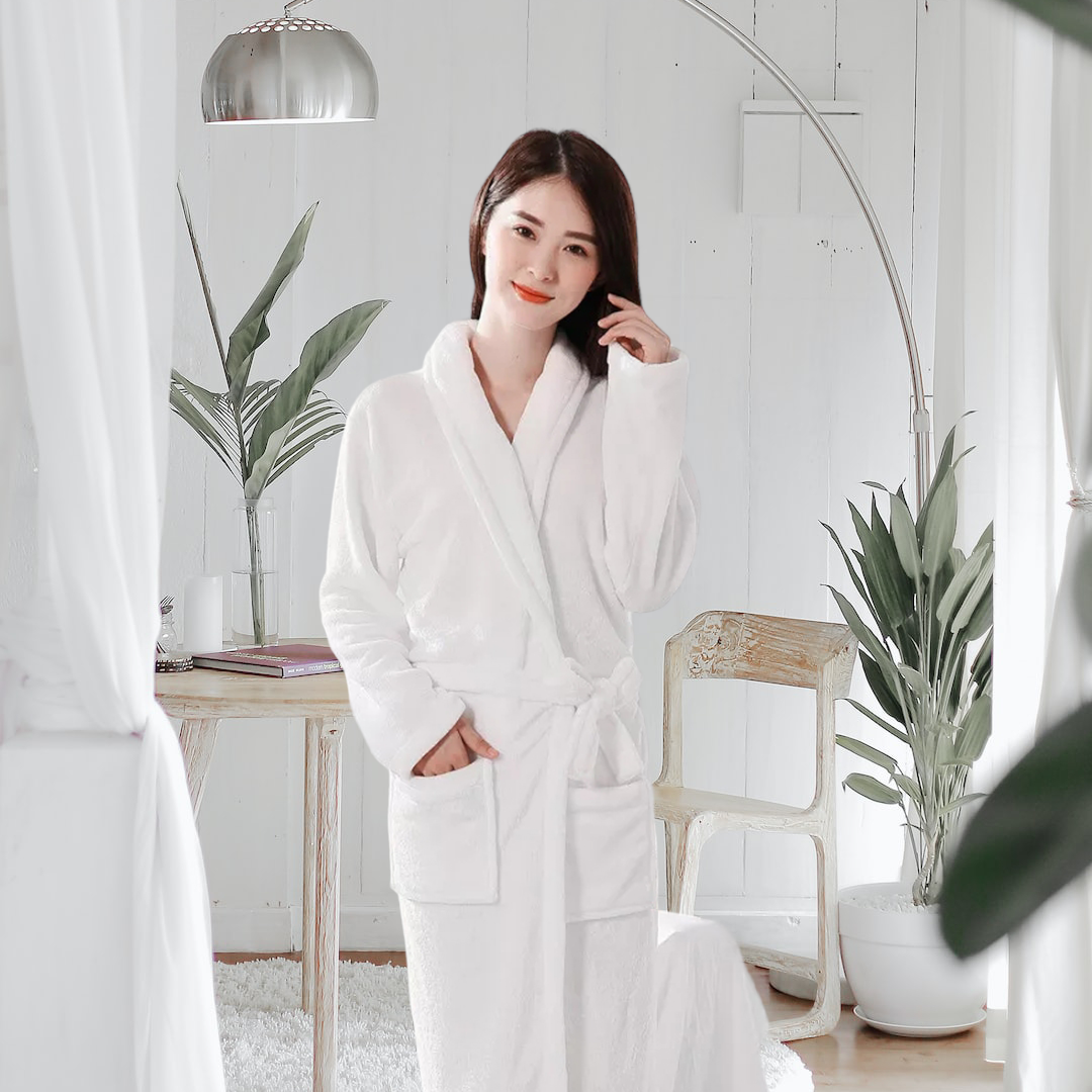 Luxury Coral Fleece Bathrobe for Women  Soft & Warm Winter Sleepwear  Night Gown