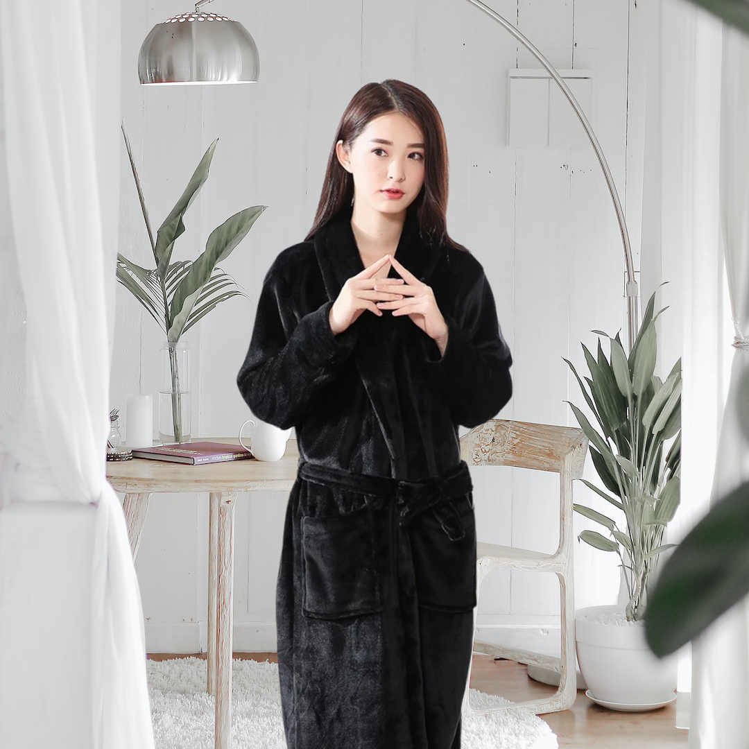 Luxury Coral Fleece Bathrobe for Women  Soft & Warm Winter Sleepwear  Night Gown