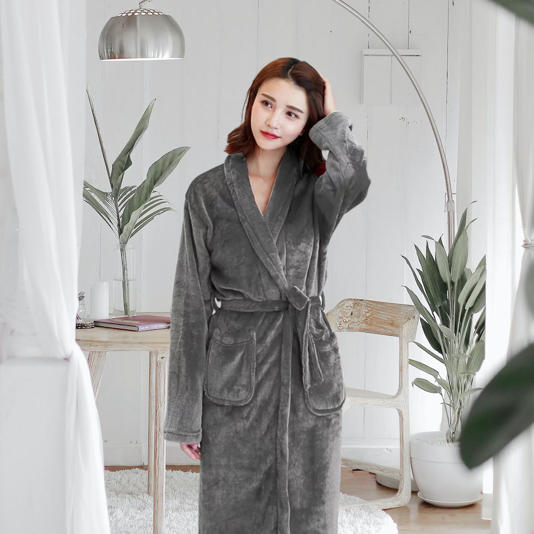 Luxury Coral Fleece Bathrobe for Women  Soft & Warm Winter Sleepwear  Night Gown