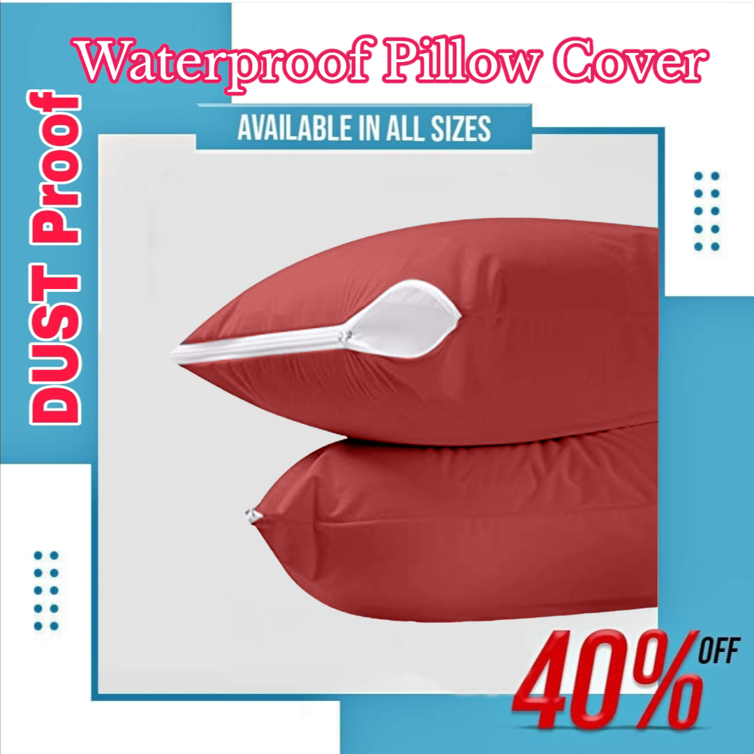 100% Waterproof Pillow Cover with Zipper | Dustproof & Allergen-Proof Pillow Protector