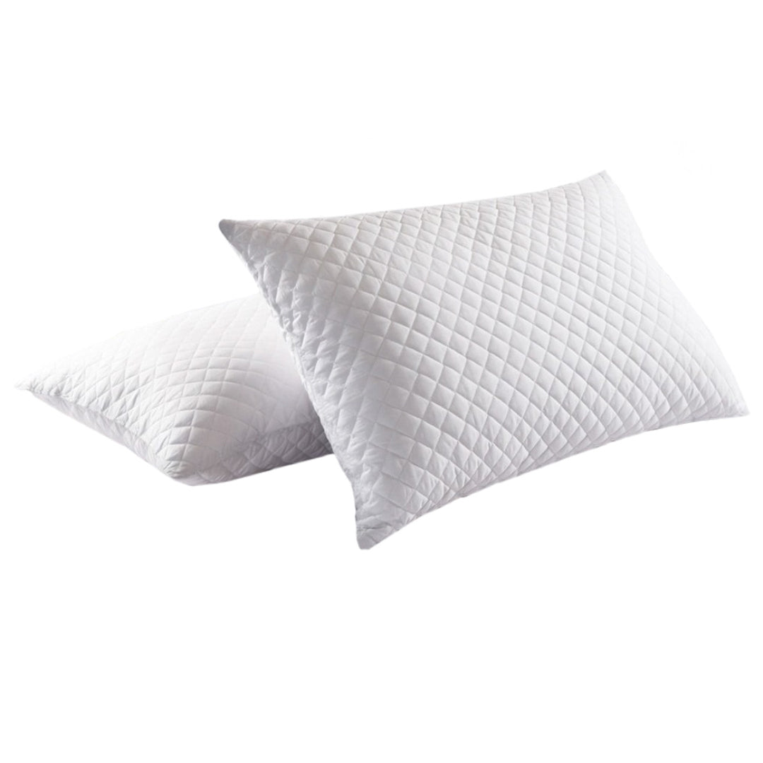 Quilted Pillow Cover & Protector  Soft Diamond Stitched Pillow Case White (1 Pair)2 Piece