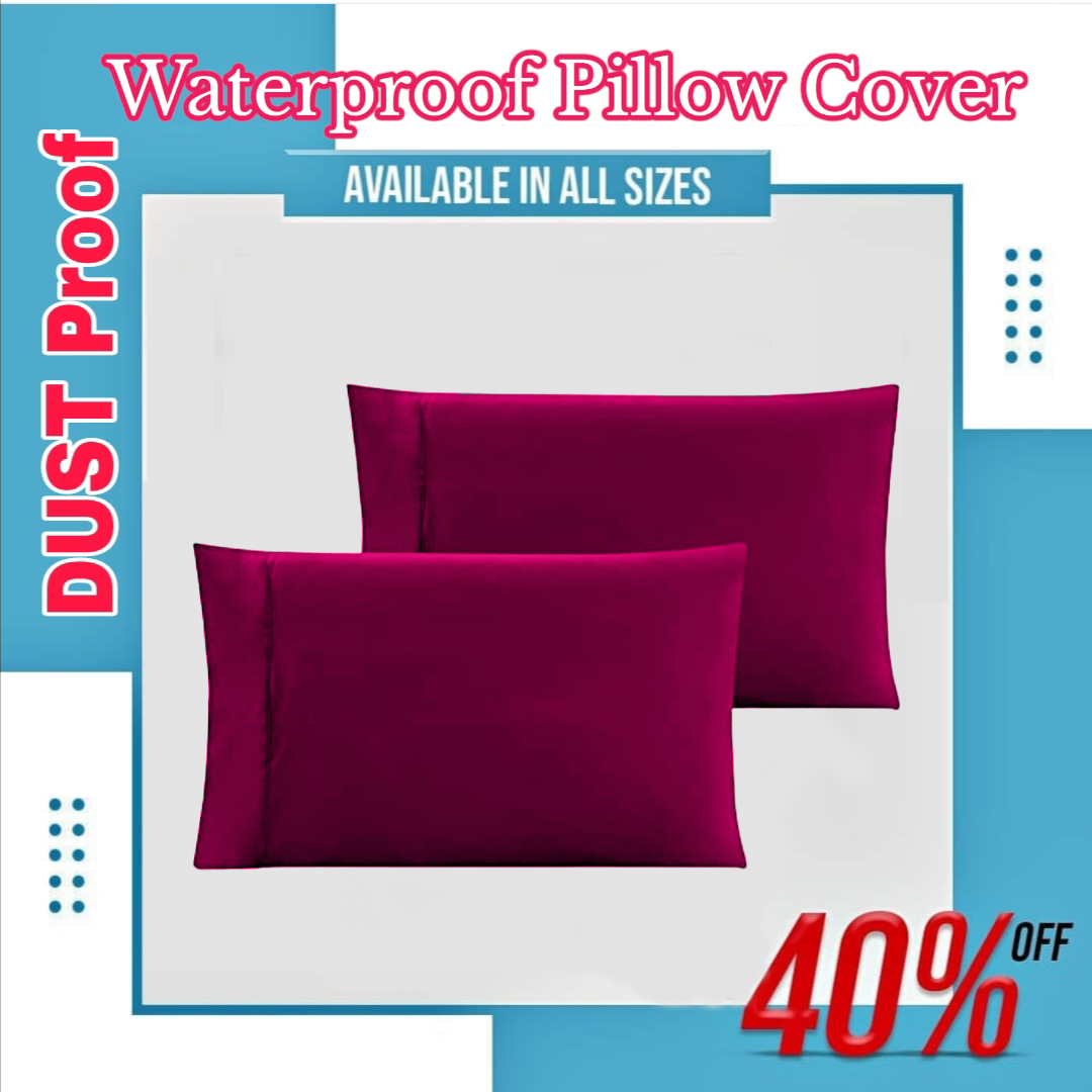100% Waterproof Pillow Cover with Zipper | Dustproof & Allergen-Proof Pillow Protector